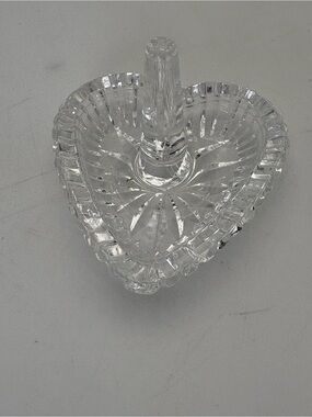 Small Vintage Clear Glass Heart Ring Holder